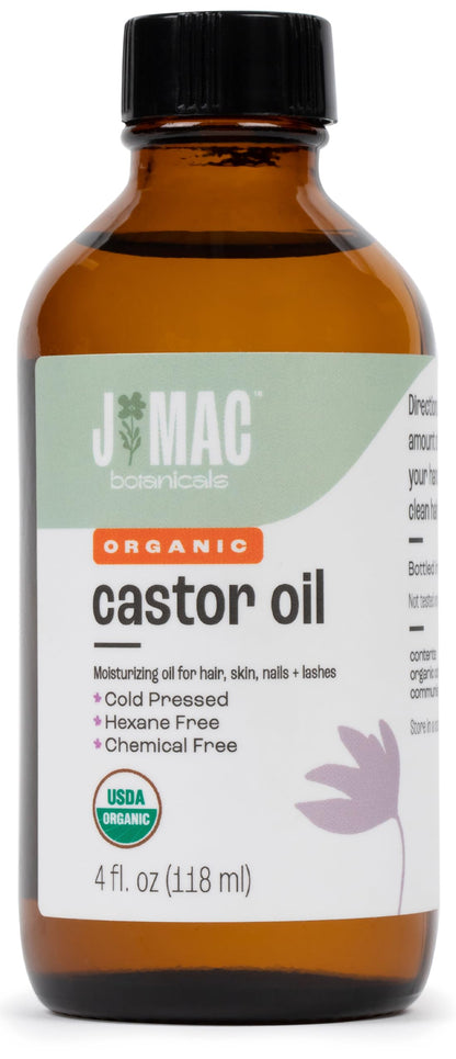 J MAC BOTANICALS Organic Castor Oil Cold Pressed (Glass Bottle, 4 oz ) J MAC BOTANICALSBuy Supplements Australia