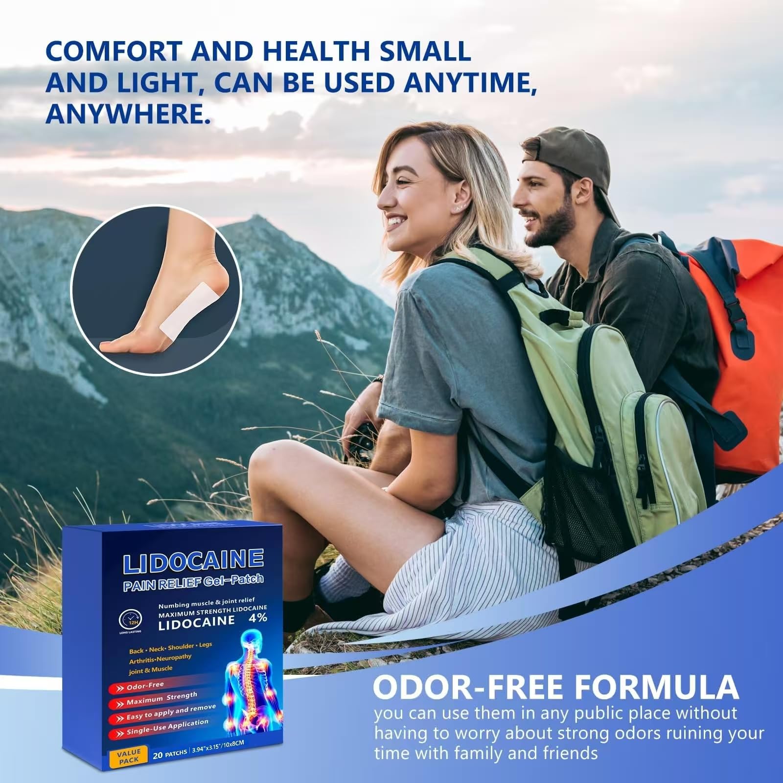 KIbabyDI Professional Lidocaine Pain Relief Patches - 20 Count | 4% Medicated Gel Patches for Targeted Joint & Muscle Comfort | Long-Lasting 12-Hour Relief, Ultra-Flexible Design -lb263 KIbabyDIBuy Supplements Australia