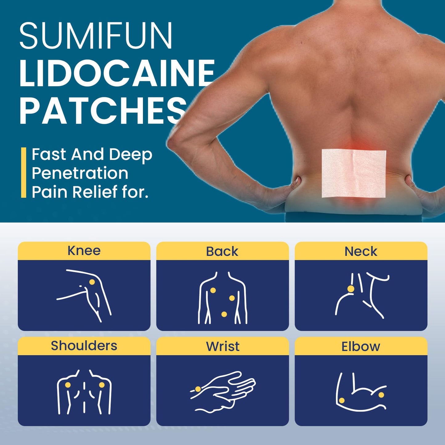 Sumifun 4% Lidocaine Pain Relief Patches 30 Count Maximum Strength Numbing Gel Patch for Back Knee Neck Joint Ache Muscle Soreness Topical Analgesic SumifunBuy Supplements Australia