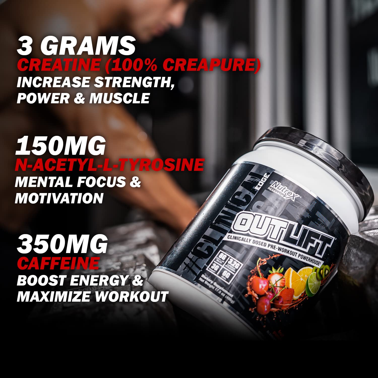 Nutrex Outlift Clinically Dosed Pre Workout Powder with Creatine, 8G Citrulline, BCAA Nutrex ResearchBuy Supplements Australia