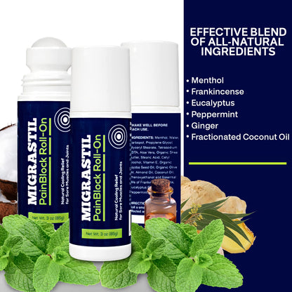 Basic Vigor Migrastil PainBlock Roll-On & Unscented Topical Magnesium Cream Bundle. Made in The USA. Basic VigorBuy Supplements Australia