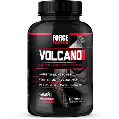 Force Factor Volcano Pre Workout Nitric Oxide Booster Supplement for Men with Creatine 