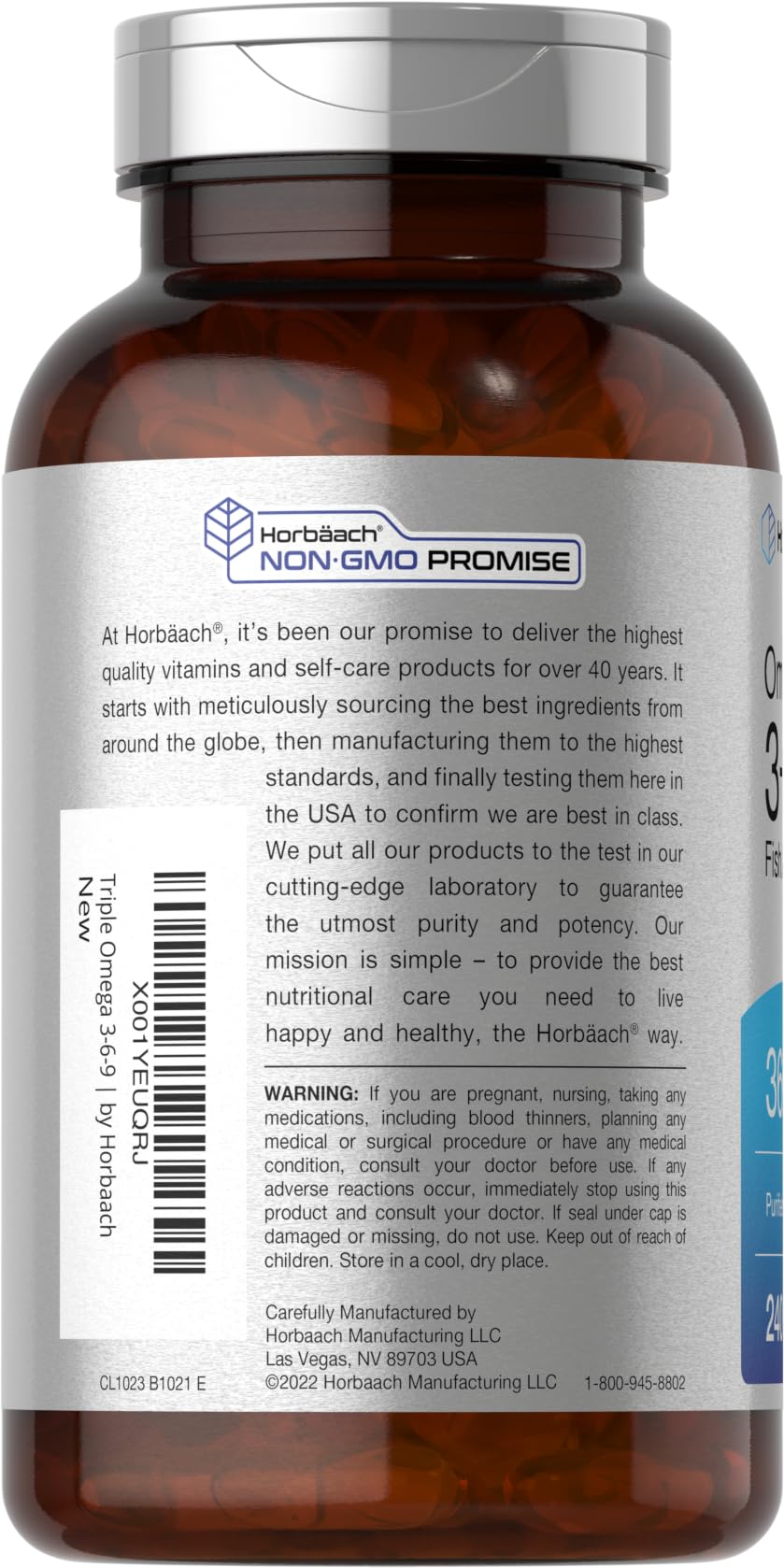 Triple Omega 3-6-9 240 Softgels | from Fish, Flaxseed, Borage Oils | Non-GMO & Gluten HorbäachBuy Supplements Australia