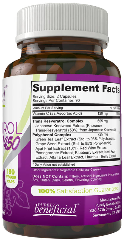 PURELY beneficial RESVERATROL1450-90day Supply, 1450mg per Serving of Potent Antioxidants PURELY beneficialBuy Supplements Australia