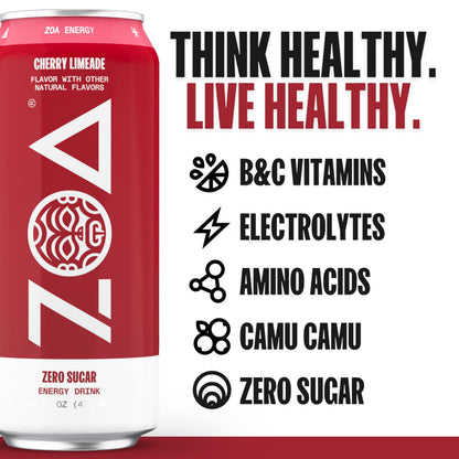 ZOA Energy Drink & Pre-Workout Powder Bundle, Cherry Limeade