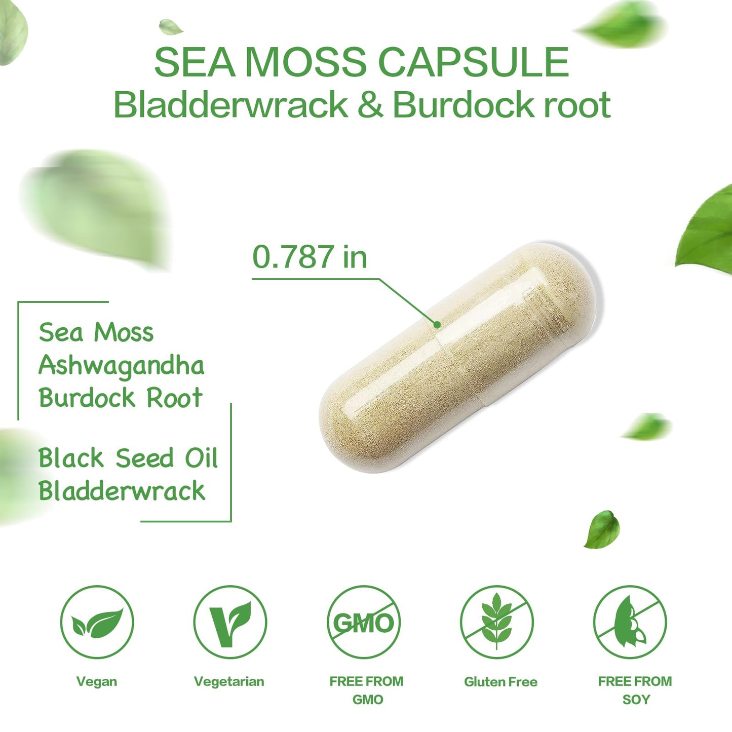VPKIN Organic Sea Moss Capsules with Bladderwrack,Burdock Root and Black Pepper Extract-Irish SeaMoss Pills 2000mg-Promotes Immune System,Thyroid Support(120 Capsules) VPKINBuy Supplements Australia