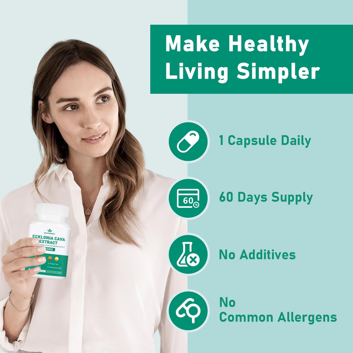 Spliferikou Ecklonia Cava Extract, 800mg, 60 Veggie Capsules with Fucoidan, Green Tea, Turmeric, CoQ10, Dietary Supplement SpliferkouBuy Supplements Australia