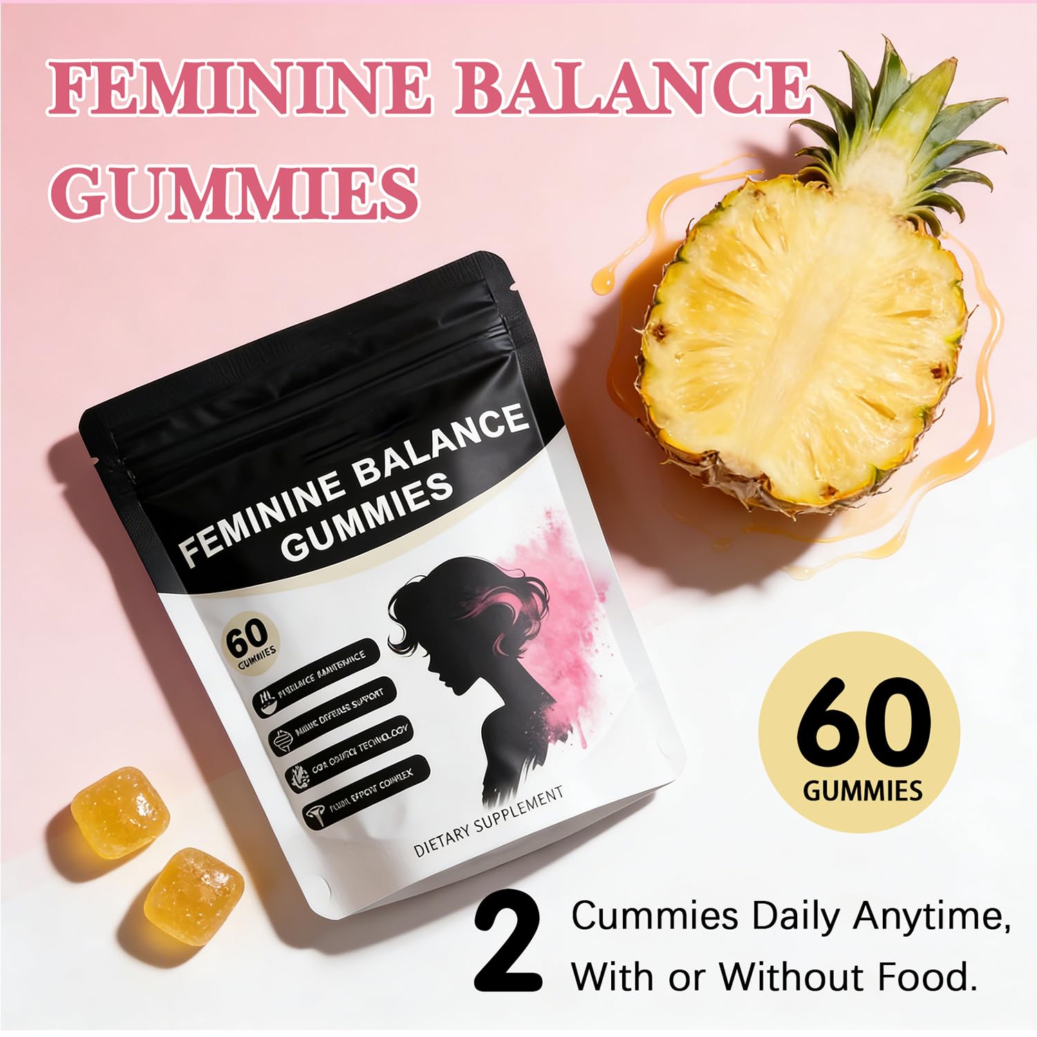 Pineapple Feminine Balance Gummies with Probiotics | Support for pH Balance & Freshness | Daily Intimate Wellness Support | Sugar-Free, Vegan | 60 Count (2) Nuora BalanceBuy Supplements Australia