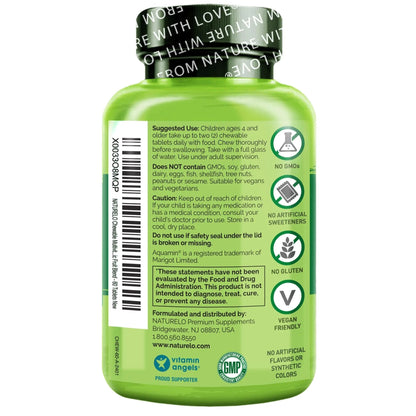 NATURELO Chewable Vitamin for Kids Multivitamin with Whole Food Organic Fruit Blend - 60 Tablets for Children NATURELO