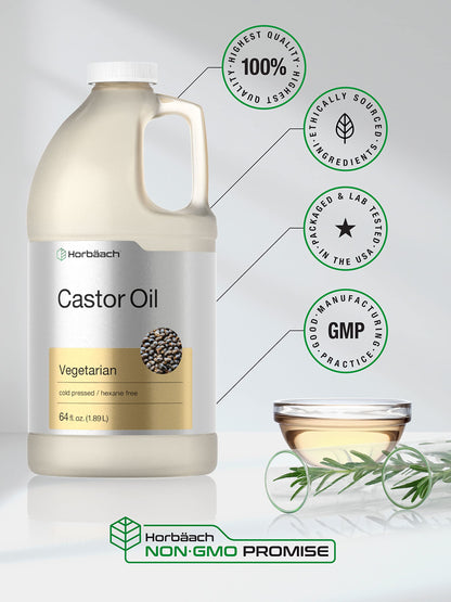 Castor Oil 64oz | for Hair Health, Eyelashes & Eyebrows | Hexane Free & Cold Pressed HorbäachBuy Supplements Australia
