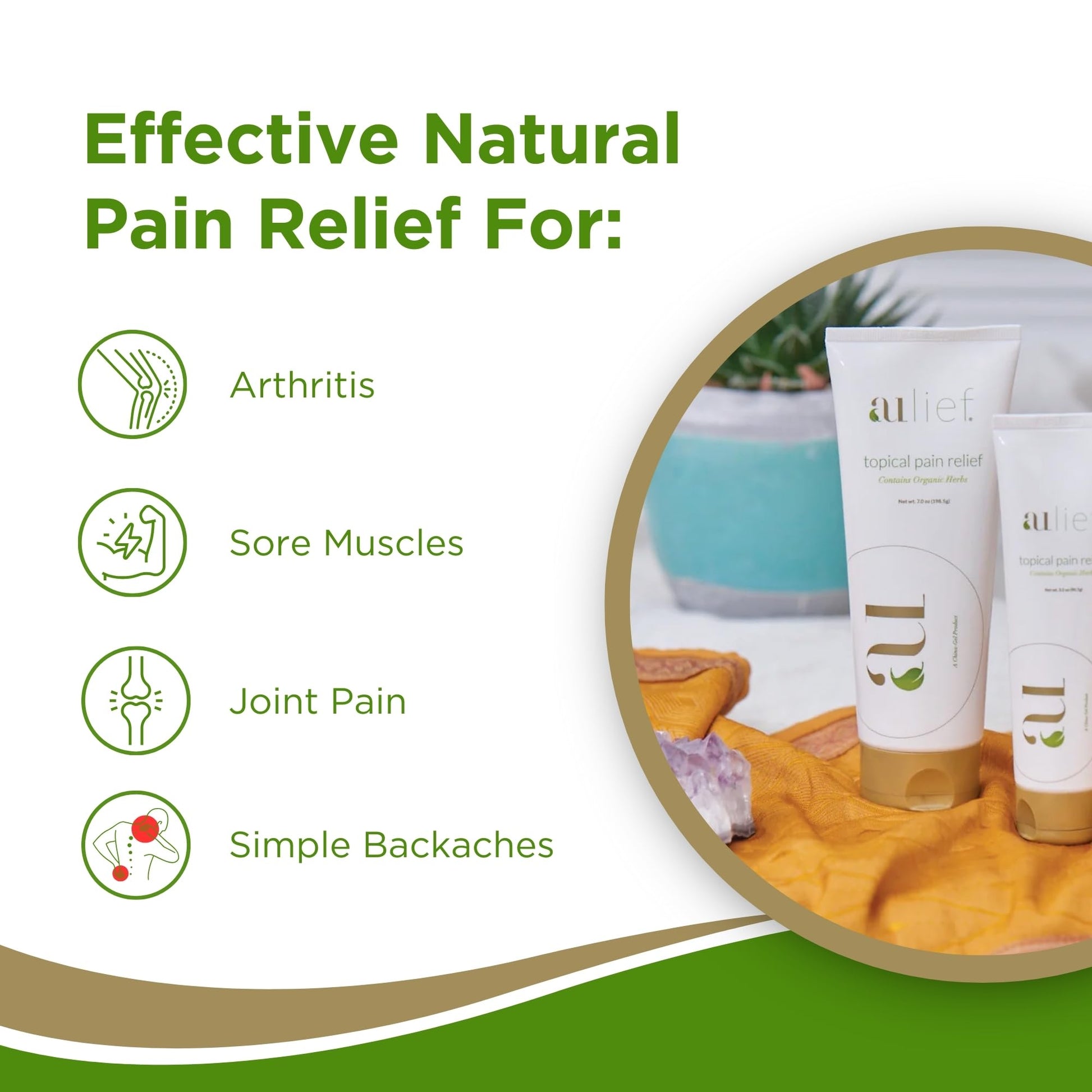 Aulief Gold Natural Pain Relief Cream – Organic Herbal Lotion for Arthritis, Joint Pain & Sore Muscles, Neck, Knee & Back Aches, Premium Organic Natural Pain Reliever, 3.2 Oz Tube AuliefBuy Supplements Australia