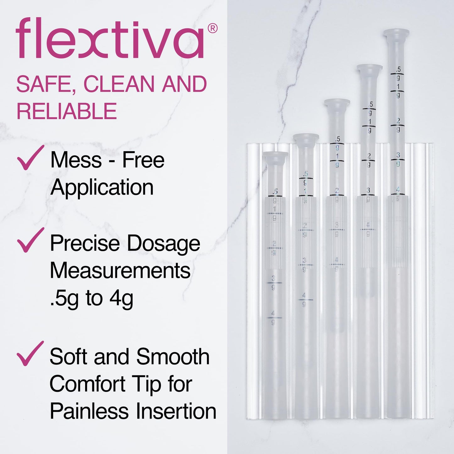 Flextiva Disposable Plastic Vaginal Cream Applicators - Threaded End to Fit OTC Gel or Cream Products FlextivaBuy Supplements Australia