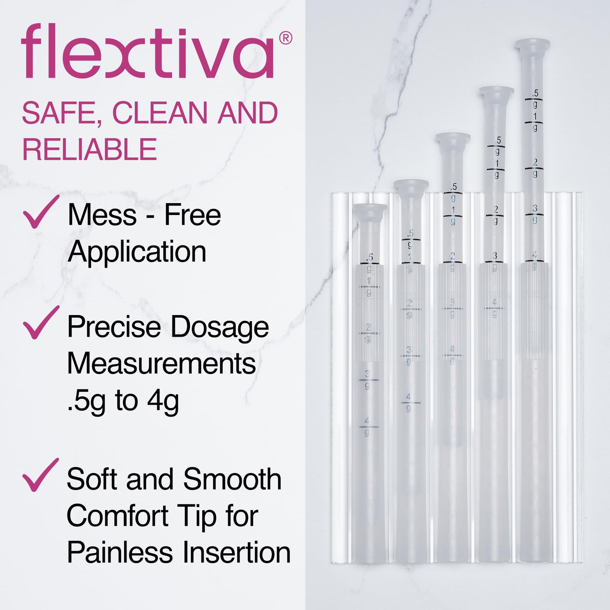 Flextiva Disposable Plastic Vaginal Cream Applicators - Threaded End to Fit OTC Gel or Cream Products FlextivaBuy Supplements Australia