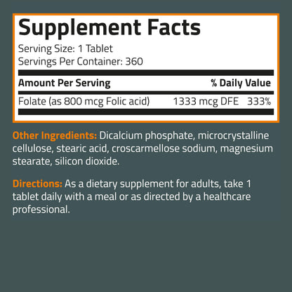 Bronson Folic Acid 800 MCG Supports Prenatal Development, 1 Year Supply, Non-GMO BronsonBuy Supplements Australia