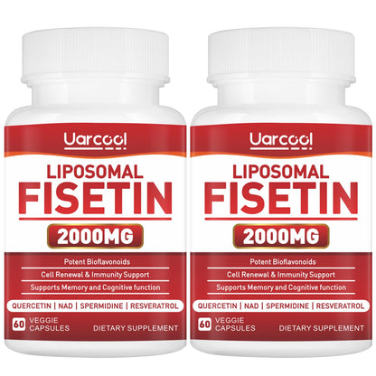 Uarcool Fisetin Supplement 2000mg for Healthy Aging and Longevity, Skin Health, Brain - Soy Free, Vegetarian - 60 Softgels(2 Bottles) UarcoolBuy Supplements Australia