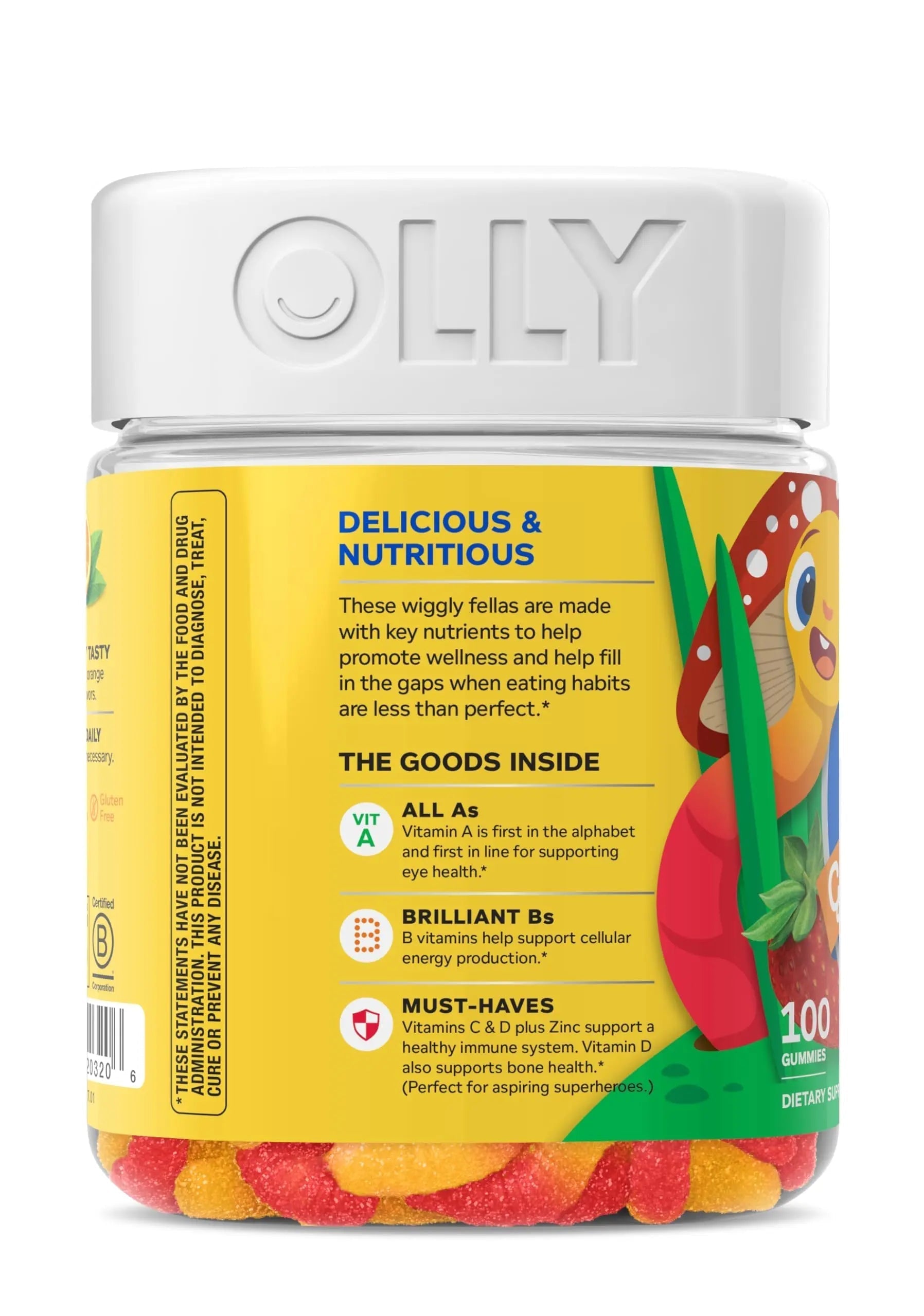 OLLY Kids Multivitamin Gummy Worms, Overall Health and Immune Support, Vitamins and Minerals A, C, D, E, Bs and Zinc OLLYBuy Supplements Australia