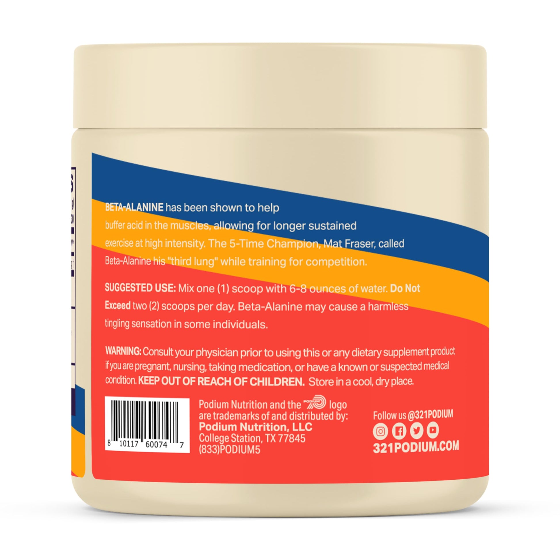 Podium Nutrition, Solos | Beta Alanine, 60 Servings, Unflavored, Boost Athletic Performance Podium NutritionBuy Supplements Australia