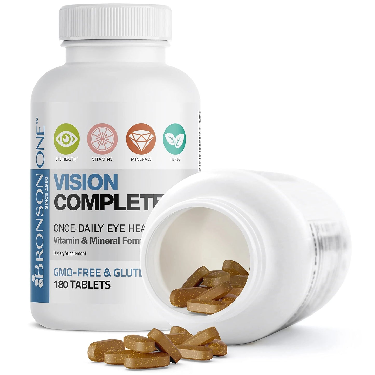 Bronson ONE Daily Vision Complete Eye Health Support Multivitamin Multimineral Supplement Formula, 180 Tablets Bronson