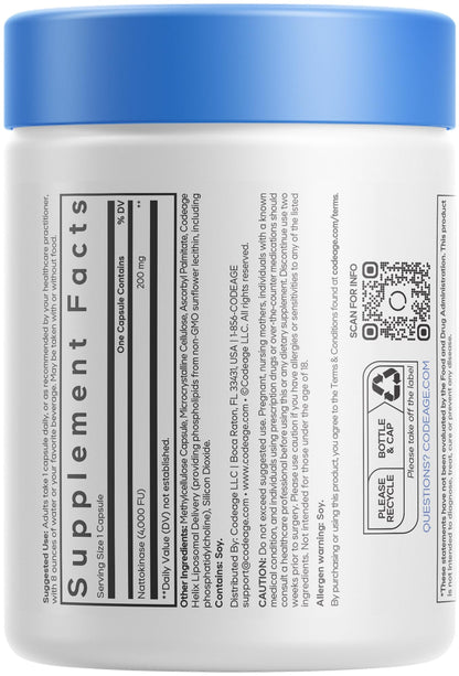 Codeage Liposomal Nattokinase Supplement – Nattokinase 4000 FU, Liposomal Delivery - Vegan, Non-GMO – 90 Capsules CodeageBuy Supplements Australia