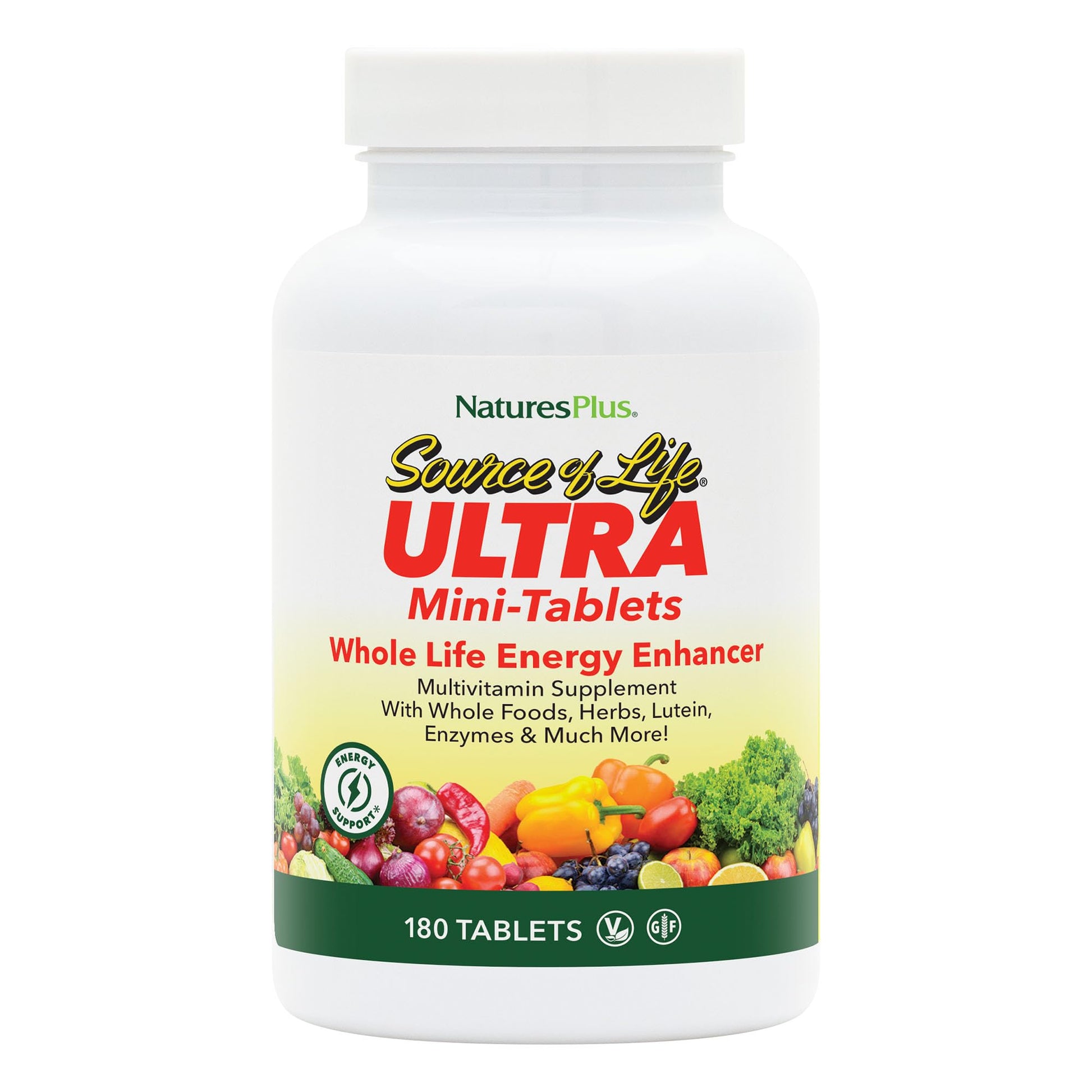 NaturesPlus Ultra Source of Life Multivitamin - 180 Mini-Tablets - with Whole Foods, Herbs, Lutein & Enzymes - Vegetarian, Gluten Free - 30 Servings NaturesPlusBuy Supplements Australia