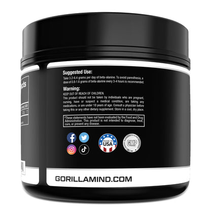 Gorilla Mode Beta-Alanine – Carnosine Precursor/Enhanced Muscular Endurance Gorilla MindBuy Supplements Australia