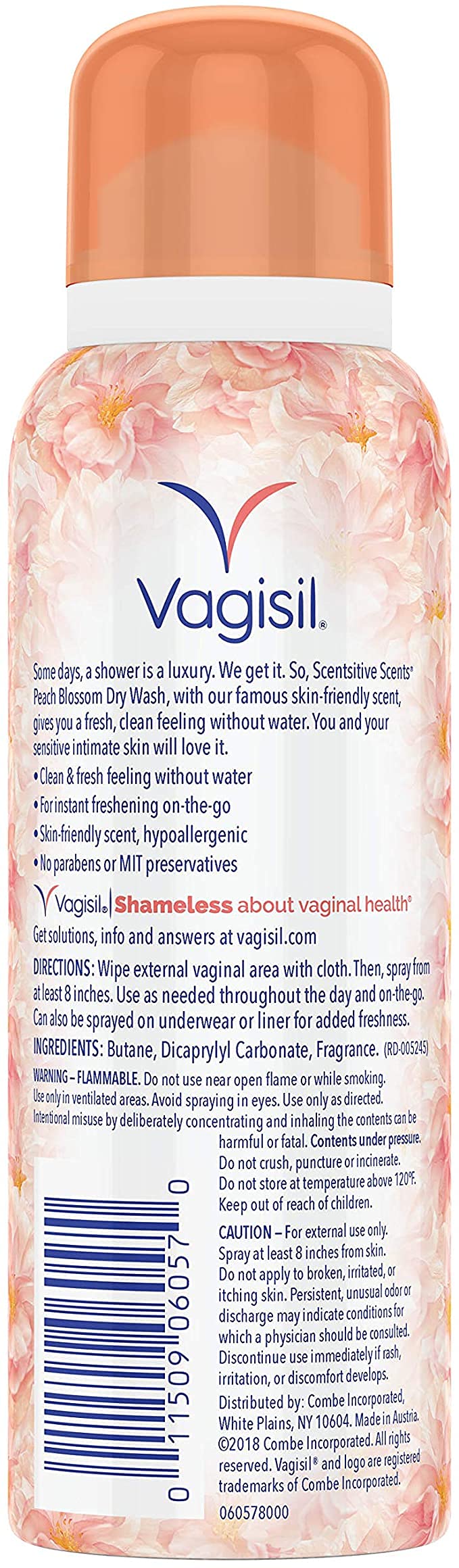 Vagisil Scentsitive Scents Feminine Dry Wash Deodorant Spray for Women, Gynecologist Tested VagisilBuy Supplements Australia