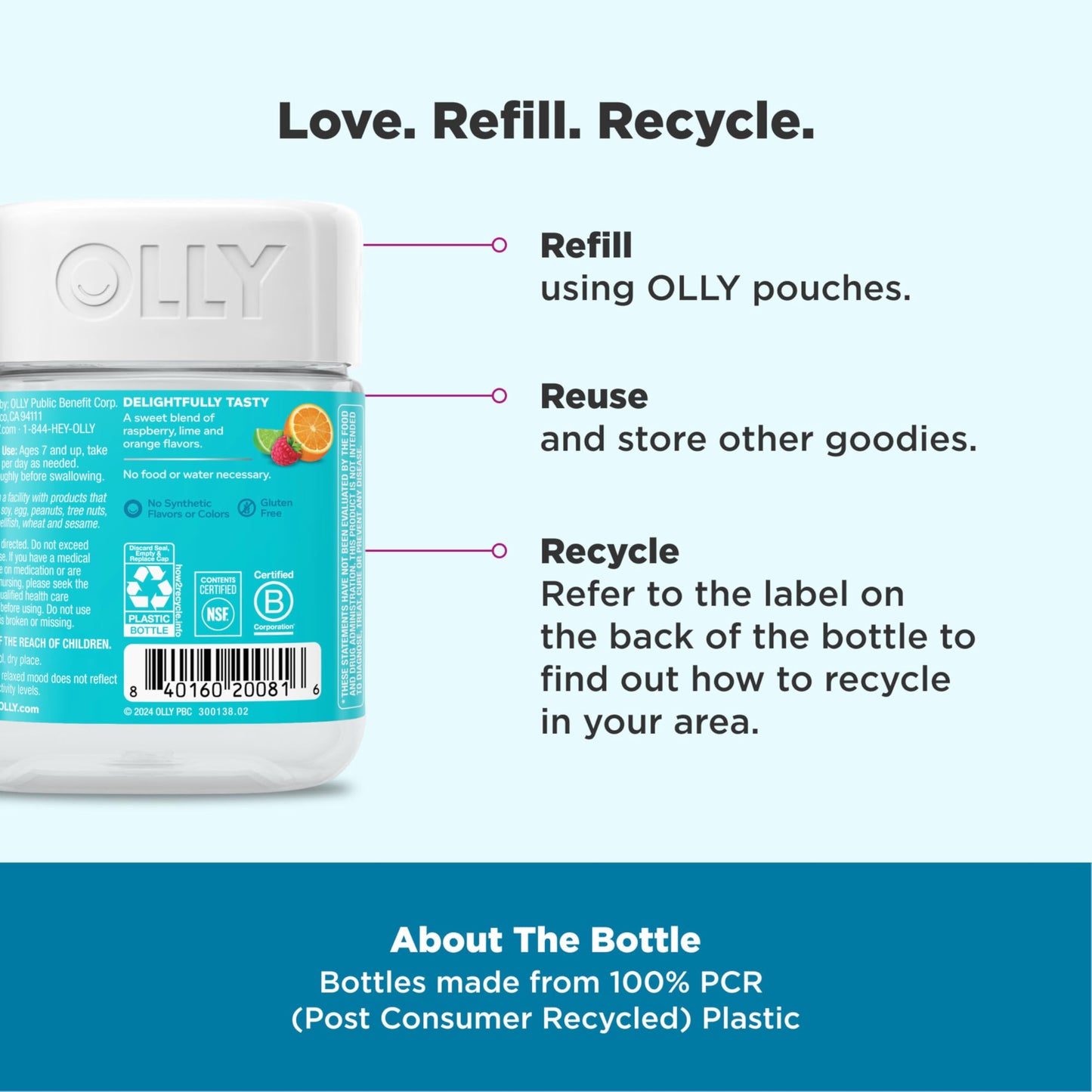 OLLY Kids Chillax Gummy, For a Calm and Relaxed Mood*, Magnesium, L-Theanine, Lemon Balm Extract, Chewable Supplement, Sherbet Flavored, 25 Day Supply - 50 Count (Packaging May Vary) OLLYBuy Supplements Australia