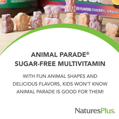 NaturesPlus Animal Parade Sugar-Free Children's Multivitamin - Assorted Cherry, Grape & Orange Flavors - Pack of 2 NaturesPlusBuy Supplements Australia