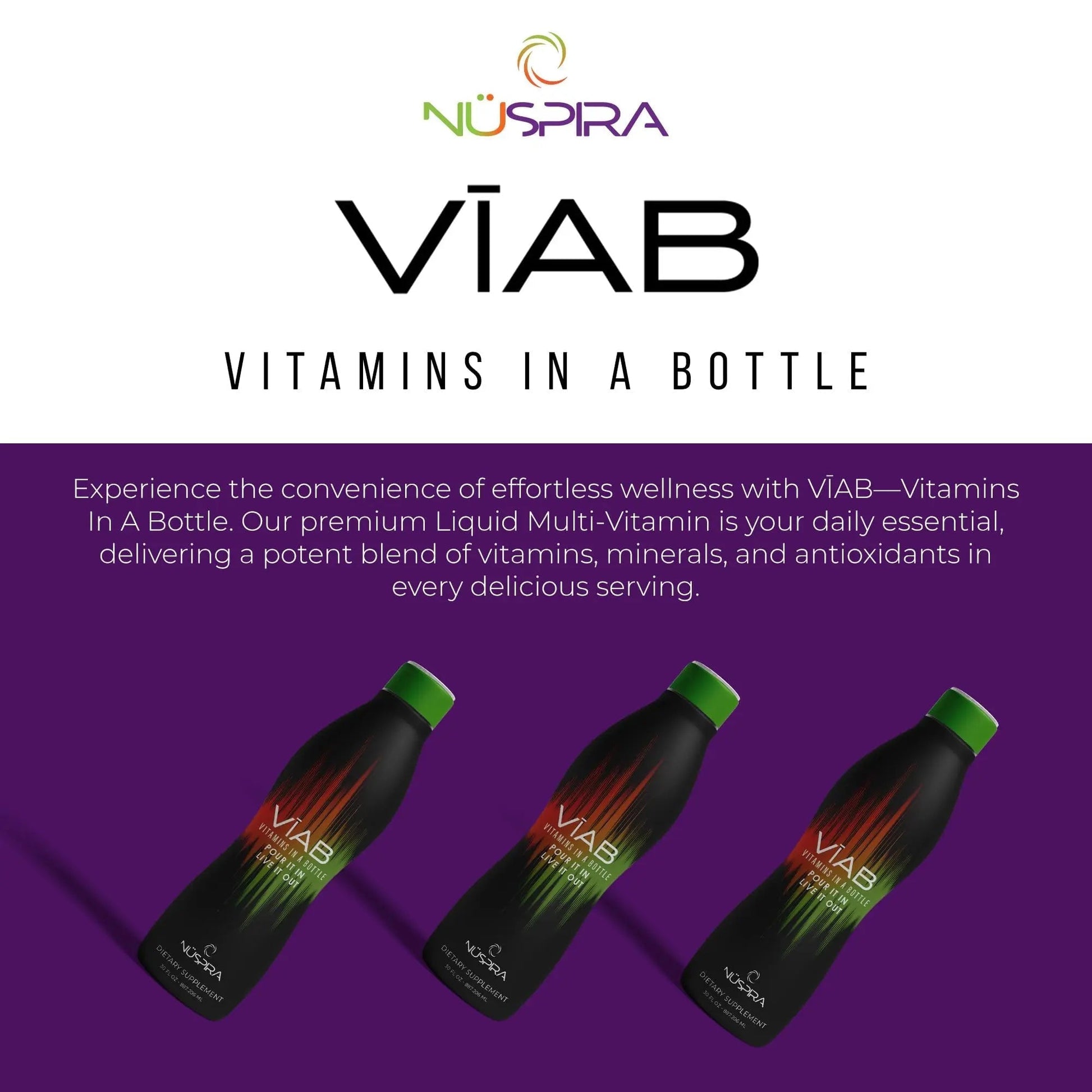 NüSpira - VĪAB Liquid Multi-Vitamin - Effortless Wellness for The Whole Family - Potent Blend of Vitamins & Minerals - Smooth Taste - 30oz NuSpiraBuy Supplements Australia
