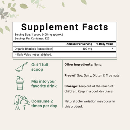 Micro Ingredients Organic Rhodiola Rosea Root Extract, 50g Powder | Adaptogenic Herb Micro IngredientsBuy Supplements Australia
