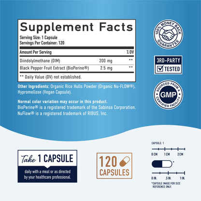 DIM Supplement 200 mg (120 Ct) | Estrogen Balance for Women & Men | Hormone Balance SMNutritionBuy Supplements Australia