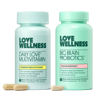 Love Wellness Daily Love Multivitamin & Big Brain Probiotics | Mind and Body Duo | Womens Vitamin and Probitoic Love Wellness