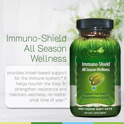 Irwin Naturals Immuno-Shield All Season Wellness for Body's Natural Defense System - 100 Liquid Softgels Irwin NaturalsBuy Supplements Australia