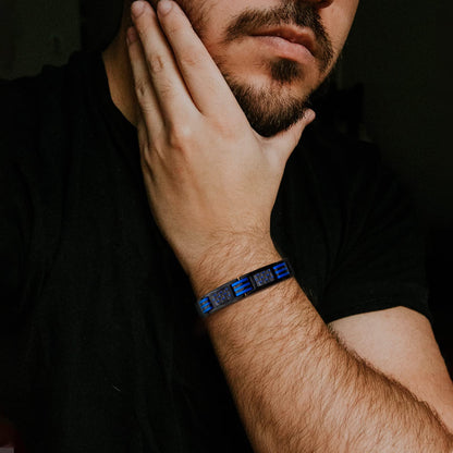 JEROOT Magnetic Bracelets for Men, Blue Carbon Fiber Pure Titanium Magnetic Bracelet JEROOTBuy Supplements Australia
