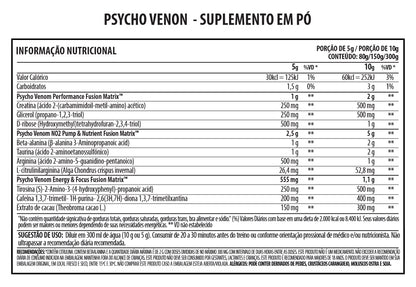 Psycholabz Pre Treino Psycho Venom 300g - Double Lemon Sabor Limão