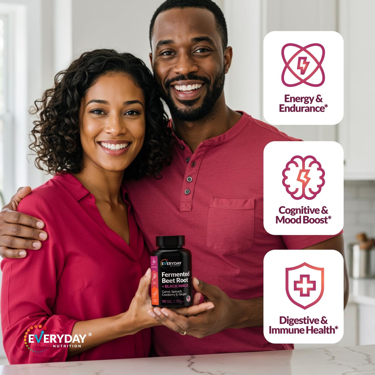 EVERYDAY NUTRITION Organic Fermented Beet Root & Black Maca Capsules with Carrot, Spinach, Cranberry & Ginger | Superfood for Energy, Stamina & Wellness | 90 Veggie Capsules | Made in USA EVERYDAY NUTRITIONBuy Supplements Australia
