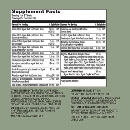 Amazon Elements Organic Whole Food Men's Multi, 60 tablets Amazon ElementsBuy Supplements Australia