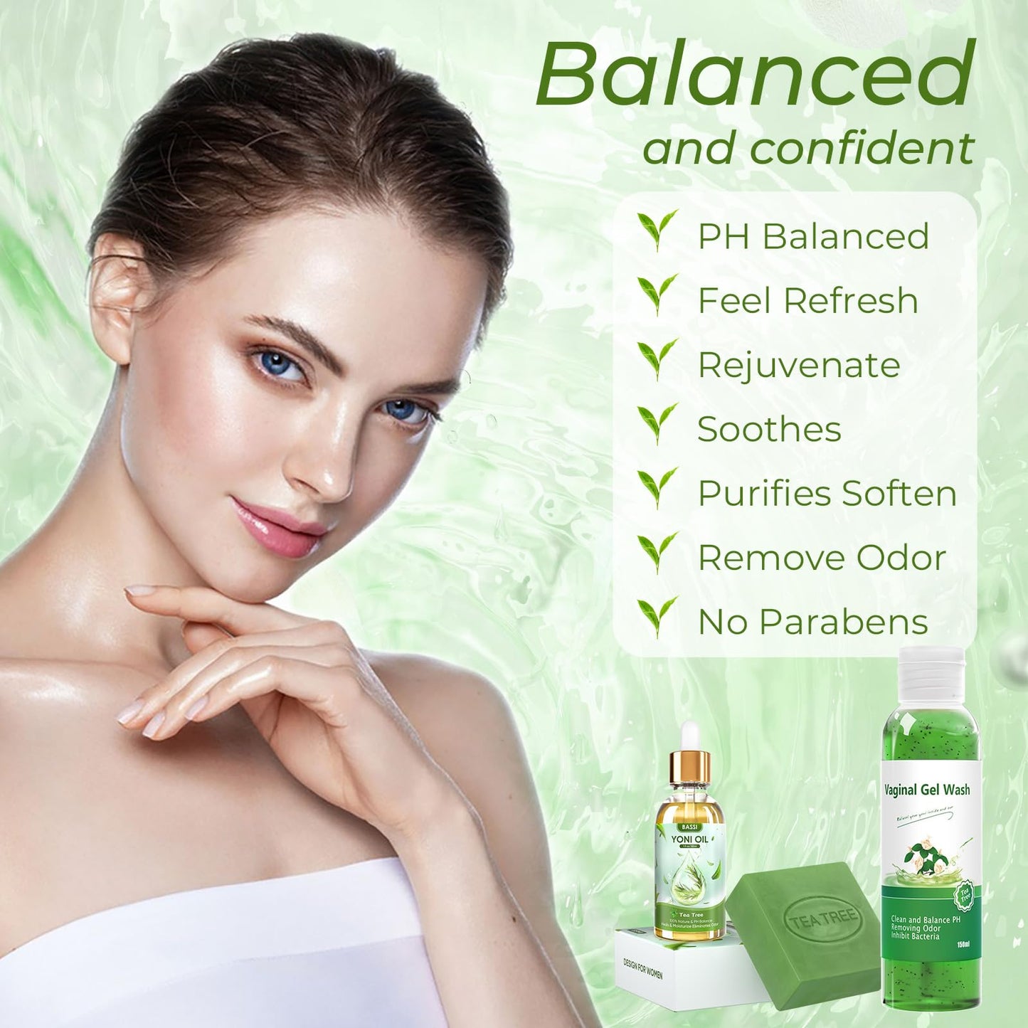Feminine Wash & Yoni Oil & Yoni Soap Tea Tree Set for Women, Yoni Wash for Vaginal Ph Balance Remove BASSIBuy Supplements Australia