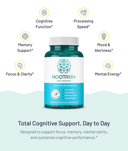 Nootrix Brain Plus Nootropic Supplement | Supports Memory, Mental Focus, Cognitive Health & Energy | Promotes Healthy Mood & Brain Function | Vitamin B1, Vitamin B6 & Vitamin B12 | 30 Capsules NootrixBuy Supplements Australia