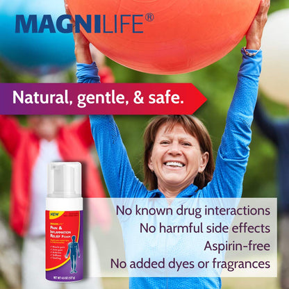 MagniLife Pain & Inflammation Relief Foam, 4 oz, Non-Greasy Arthritis Pain Reliever for Muscle, Joint, Knee, Hip, Back, Foot, Helps Ease Stiffness, Soreness, Swelling & Everyday Discomfort MagniLifeBuy Supplements Australia