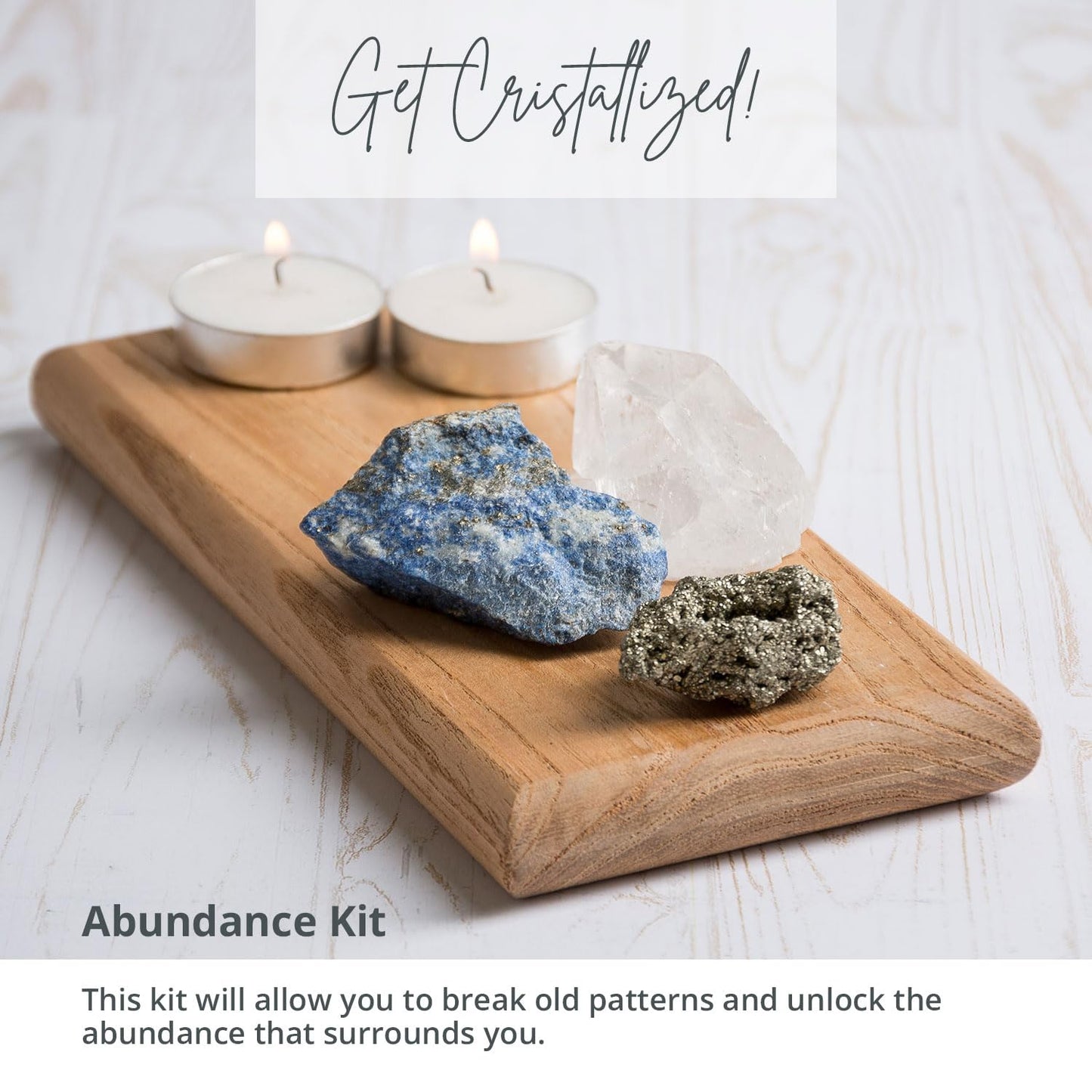 5PCS SAMSARI Abundance XL Crystals Healing Set - (Pyrite, Lapis Lazuli, Clear Quartz), 1 Palo Santo Stick SAMSARIBuy Supplements Australia