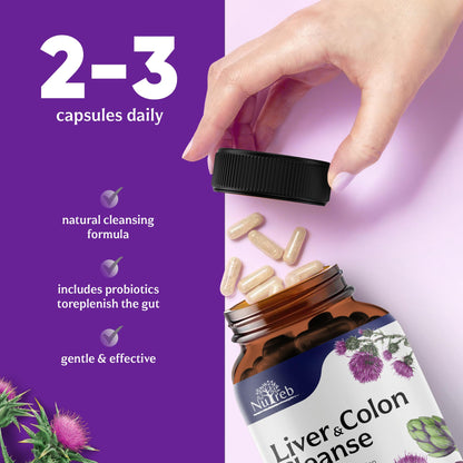Liver Cleanse Detox & Repair with Colon Cleanse - Milk Thistle, Dandelion Root, Psyllium Husk Fiber NutrebBuy Supplements Australia
