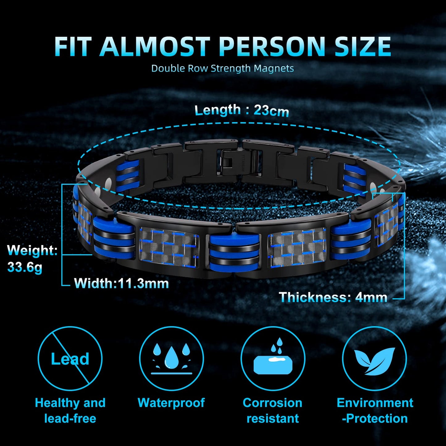 JEROOT Magnetic Bracelets for Men, Blue Carbon Fiber Pure Titanium Magnetic Bracelet JEROOTBuy Supplements Australia