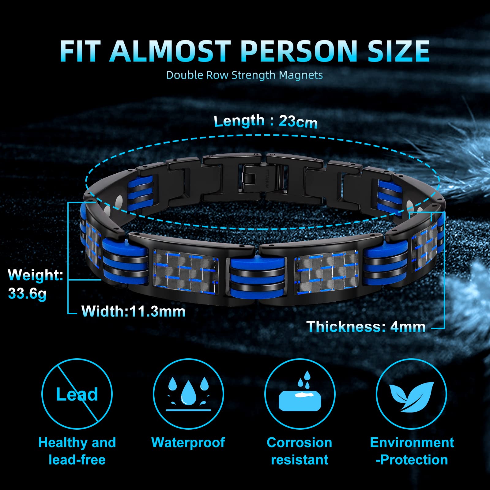 JEROOT Magnetic Bracelets for Men, Blue Carbon Fiber Pure Titanium Magnetic Bracelet JEROOTBuy Supplements Australia