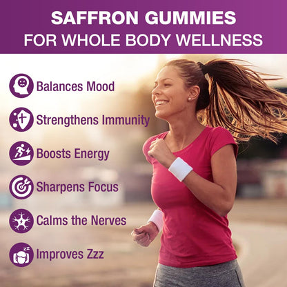 VAJYKEWJY Saffron Gummies (88.5 mg) with Magnesium — Enhanced with St. John’s Wort, Rhodiola, Ashwagandha & Vitamins B6, B12, D3 for Mood & Focus Support — 120 Count VAJYKEWJYBuy Supplements Australia