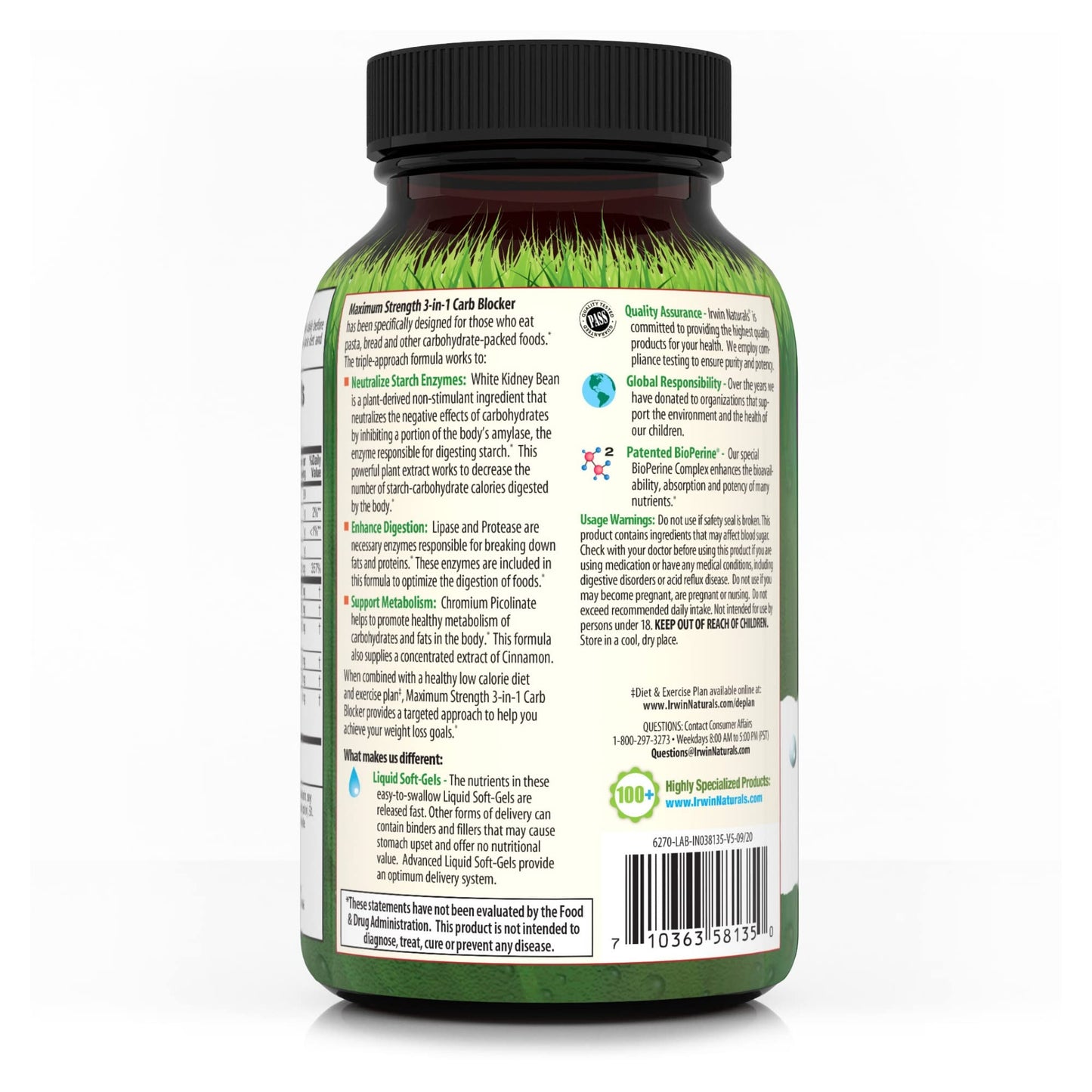 Irwin Naturals Maximum Strength 3-in-1 Carb Blocker - Neutralize Carbohydrates Irwin NaturalsBuy Supplements Australia