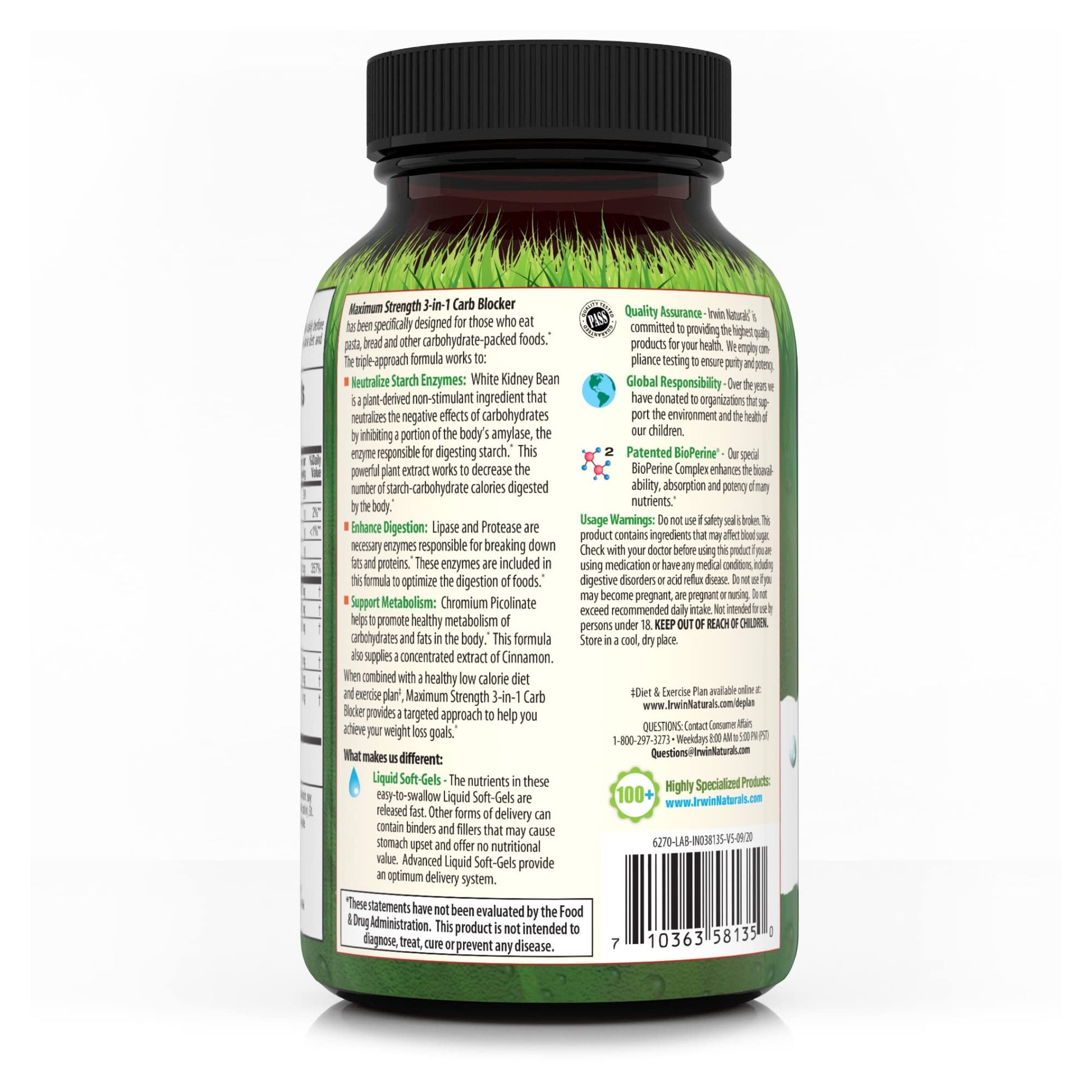 Irwin Naturals Maximum Strength 3-in-1 Carb Blocker - Neutralize Carbohydrates Irwin NaturalsBuy Supplements Australia
