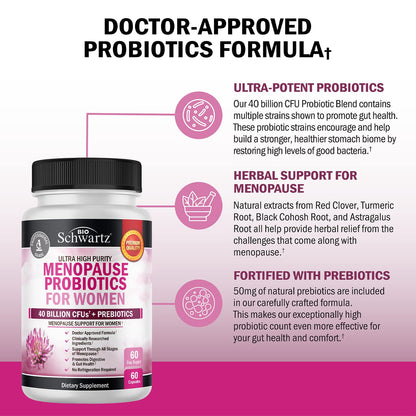 Menopause Support Probiotics for Women - Unique Menopause Relief for Hot Flashes BioSchwartzBuy Supplements Australia