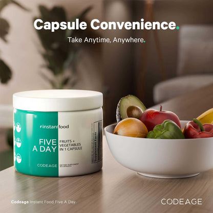 Codeage Instantfood Five A Day – Fruits & Vegetables Capsule Supplement – Whole Food Phytonutrients – 15 Fruits and Veggies Blend - Vegan, Non-GMO – 30 Capsules CodeageBuy Supplements Australia