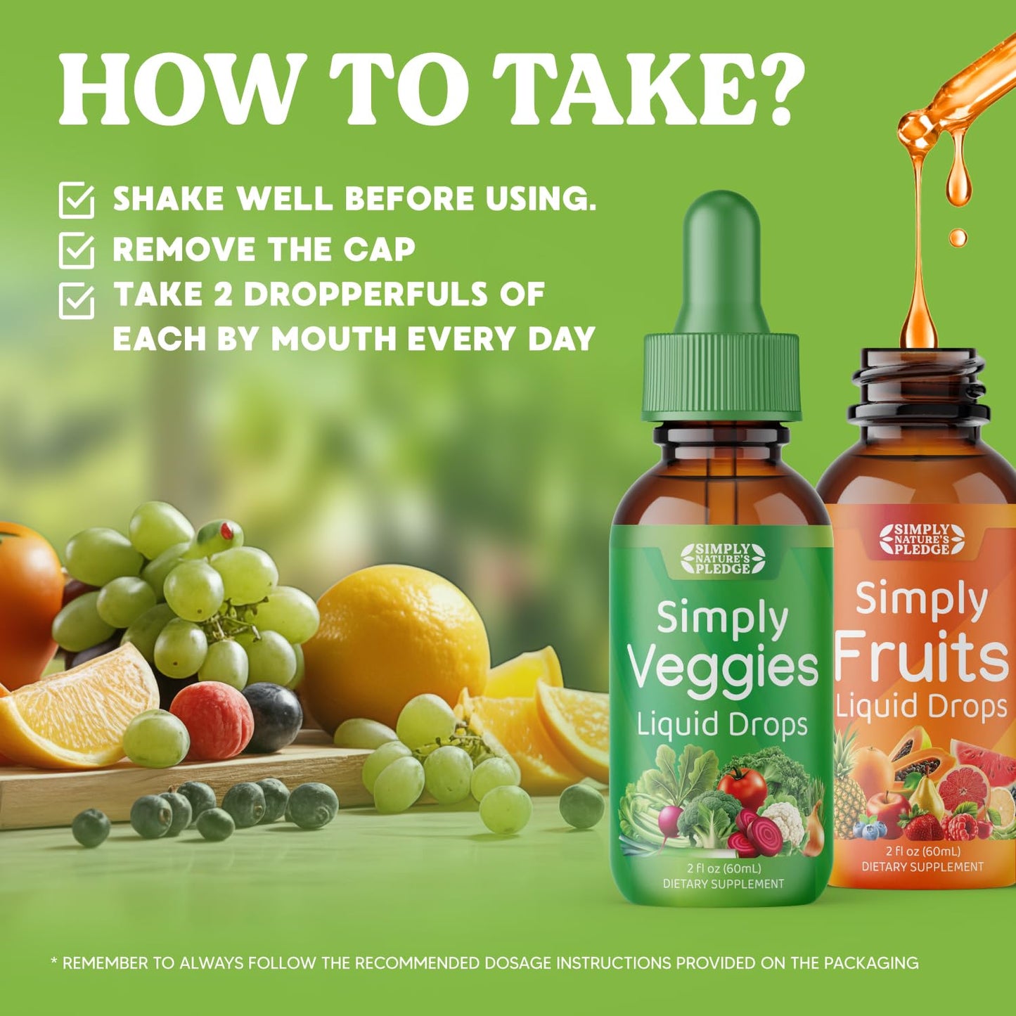 Simply Nature's Pledge - Fruit and Vegetable Supplements - Liquid Drops - Made with Whole Food Superfoods, Packed Vitamins & Minerals - Soy Free - Made in The USA Simply Nature's PledgeBuy Supplements Australia